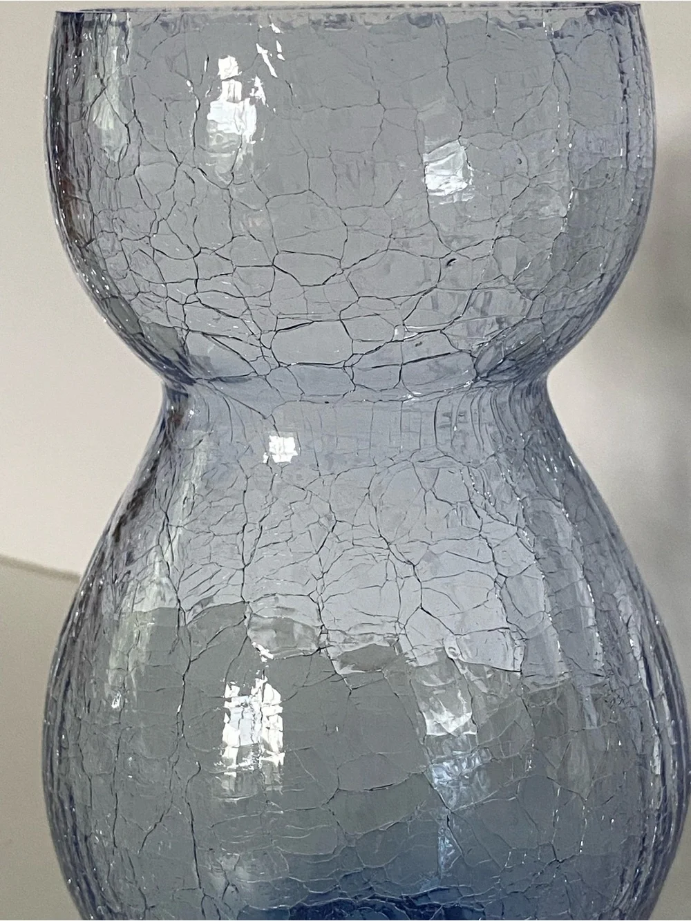 Vintage Ice Blue Crackle Glass Bulb Forcing Vase 5.5” MCM Hyacinth Tulip EUC